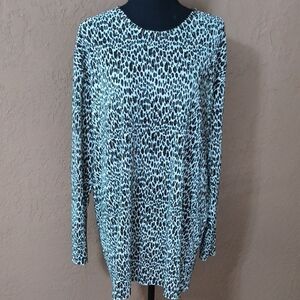 kelly Lane Ribbed Animal Print Long Sleeve Women's Top Size 2XL
